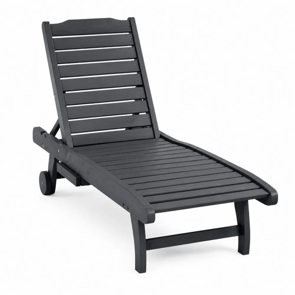 Verstellbare Gartenliege Holz Schwarz 200cm
