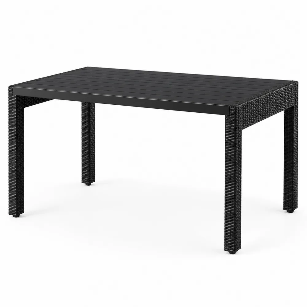Gartentisch Polyrattan Aluminium Schwarz 150x90x75 cm