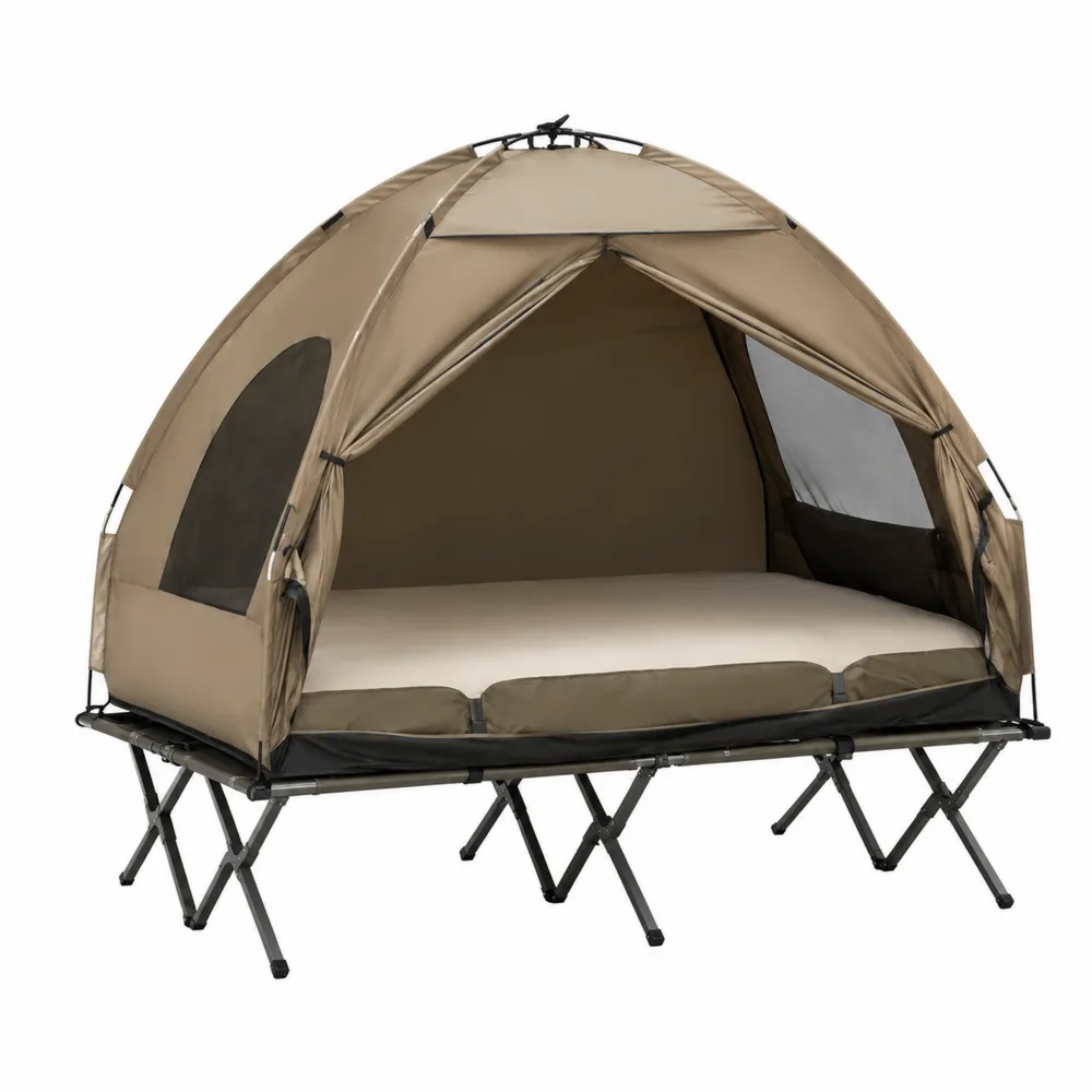 Polyester Kuppelzelt mit Gestell 200x150x120 cm Beige