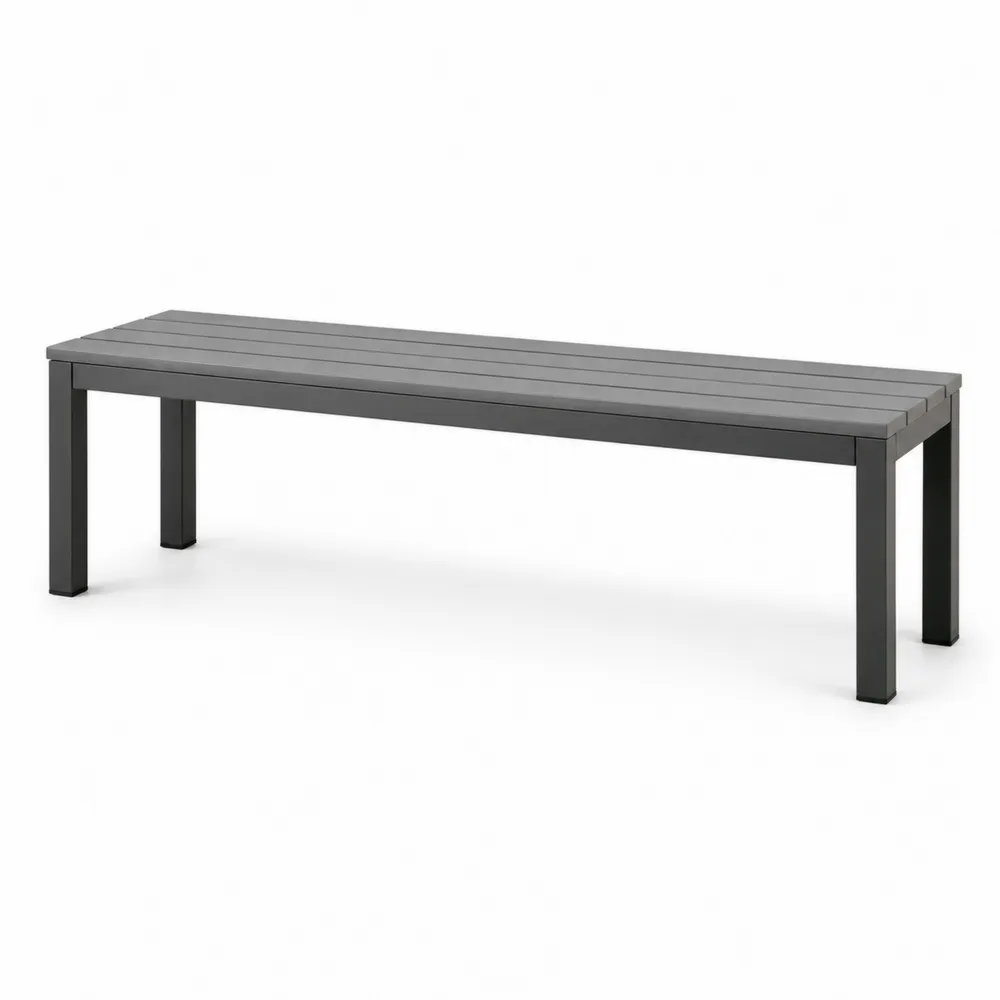 Gartenbank Aluminium Holzoptik Grau 180 cm
