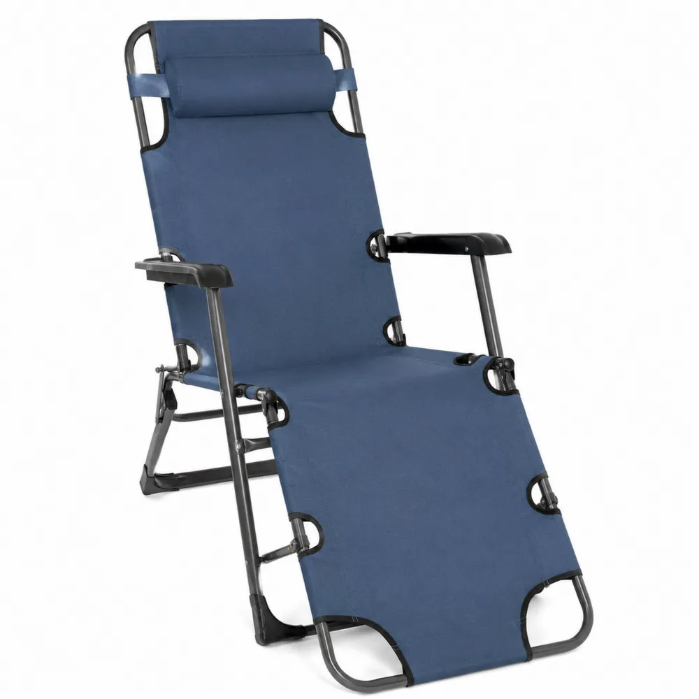 Klappbarer Gartenliegestuhl aus Stahl und Polyester Blau