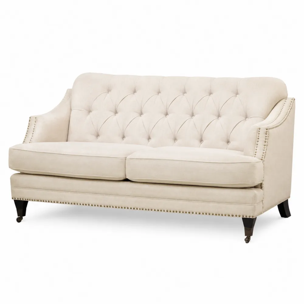 3-Sitzer Sofa aus Stoff Beige mit Knopfheftung