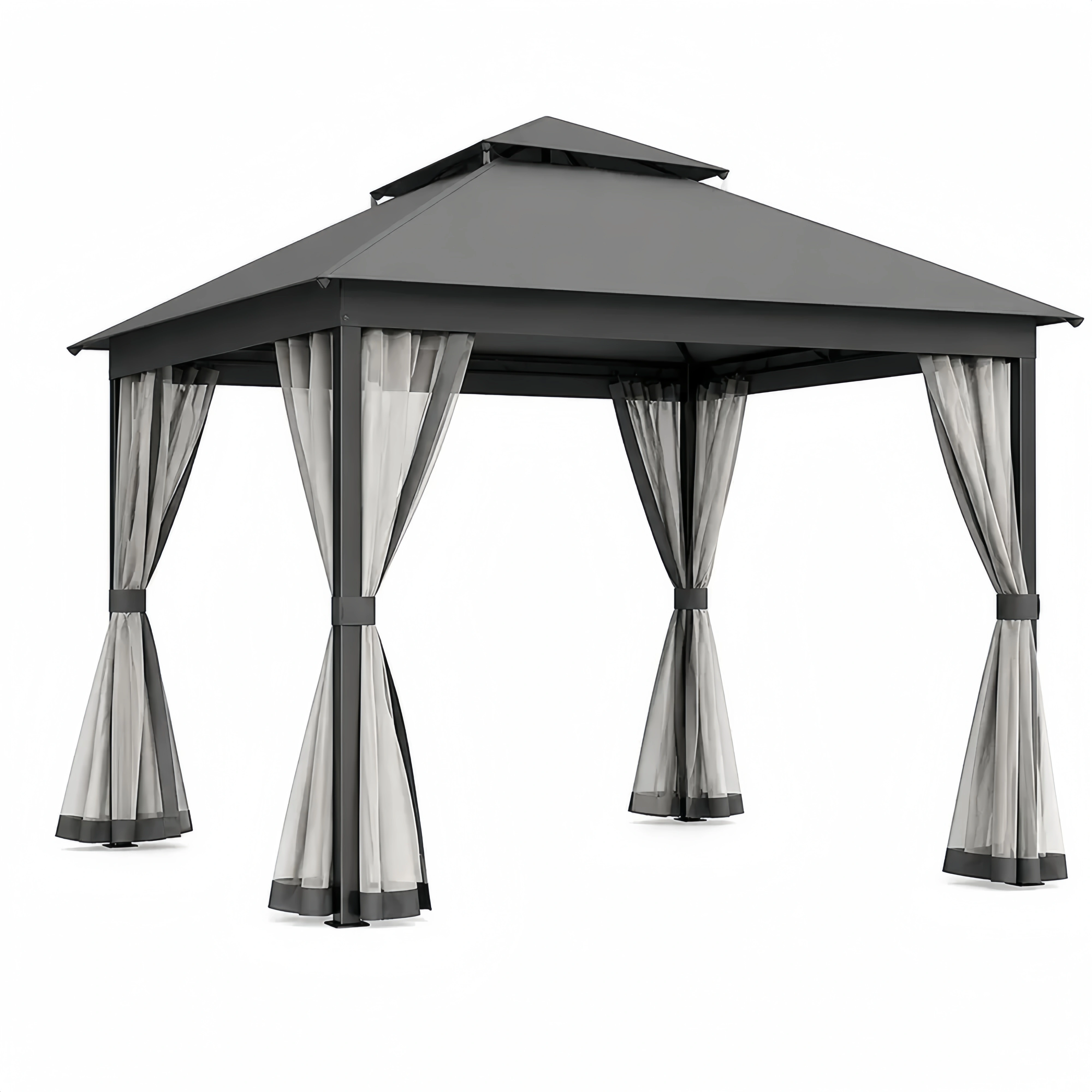 Gartenpavillon 3x3m Aluminium Stahl Polyester Grau