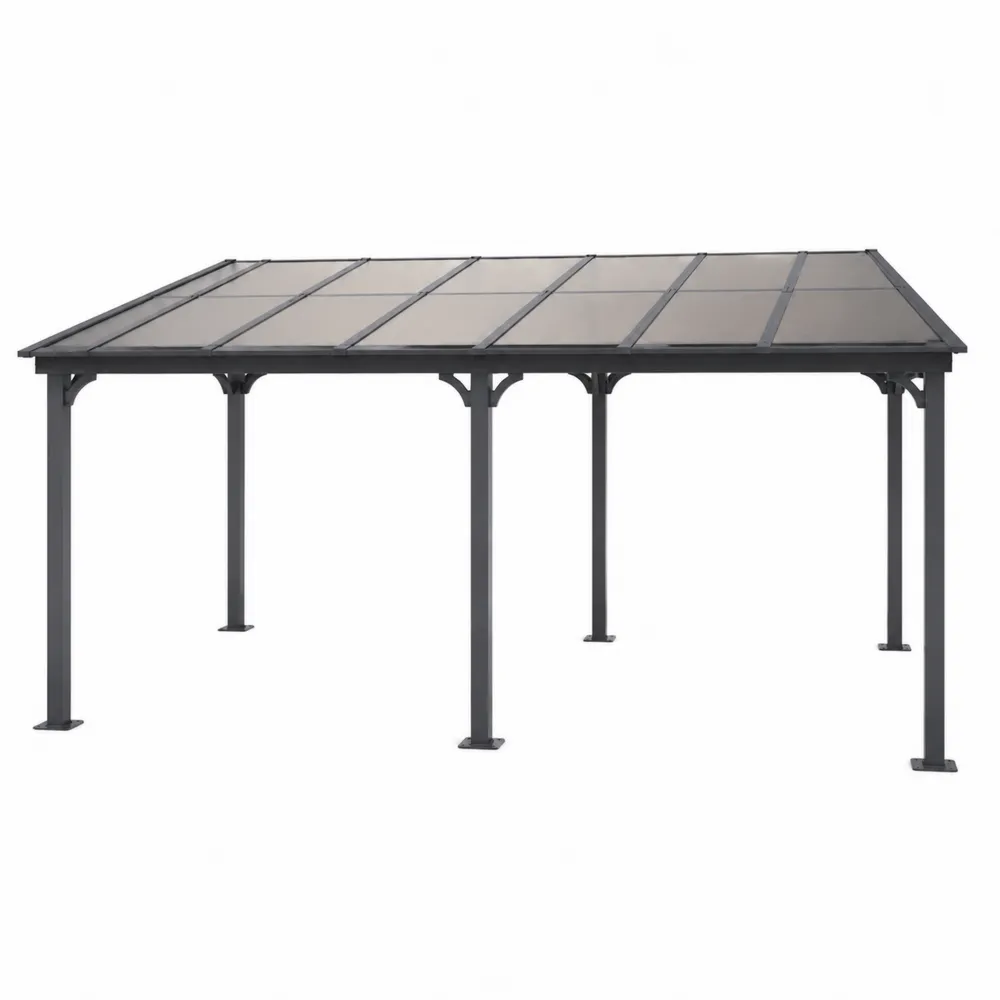 Pavillon mit Aluminiumrahmen und Polycarbonat-Dach Grau 400x300x250 cm