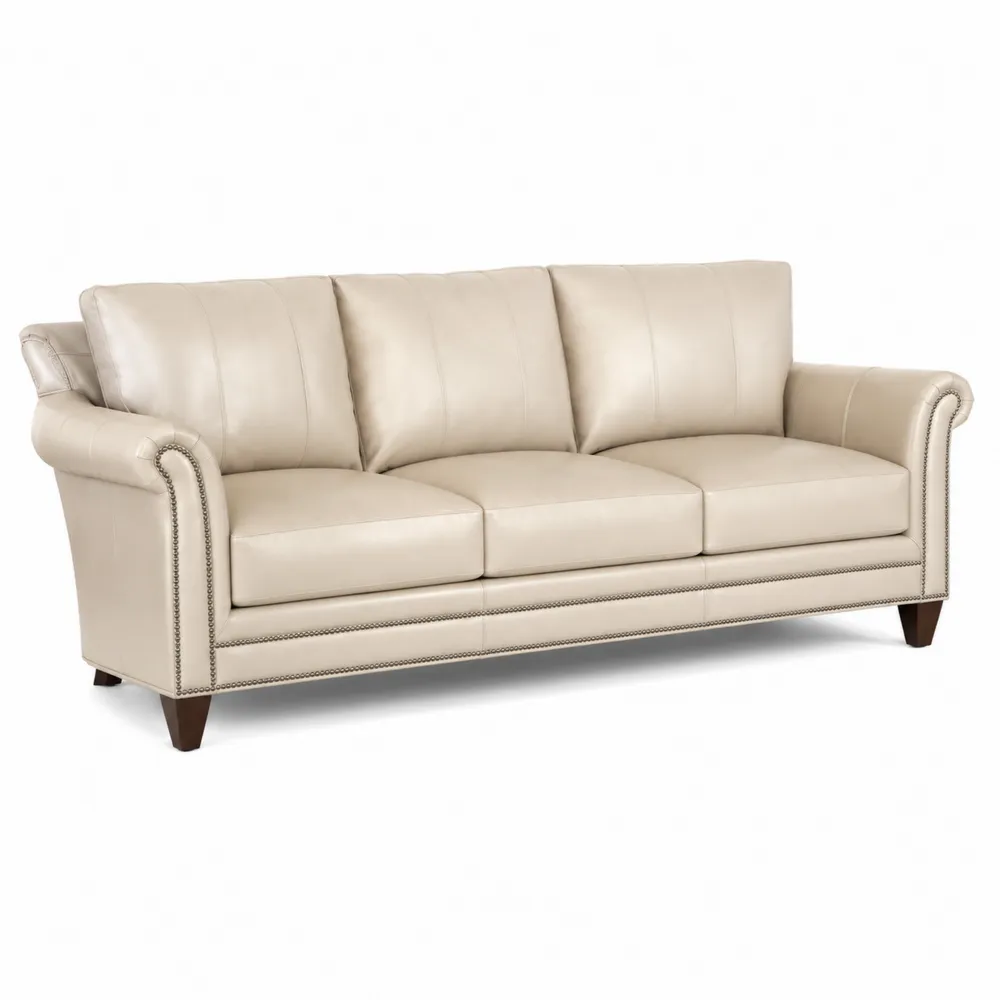 3-Sitzer Ledersofa Beige