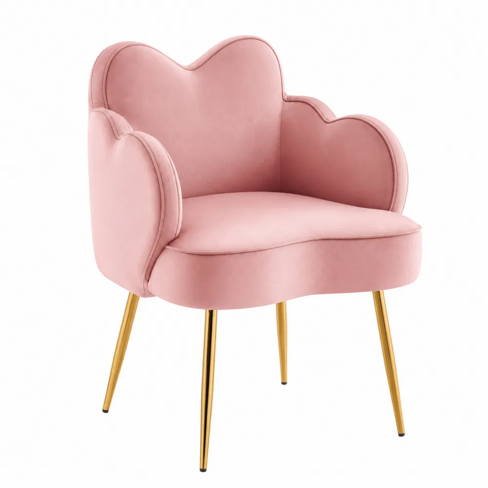Samtstuhl Rosa mit Metallbeinen