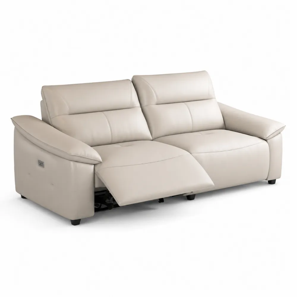 3-Sitzer Sofa mit Elektrischer Relaxfunktion Leder Beige 210cm