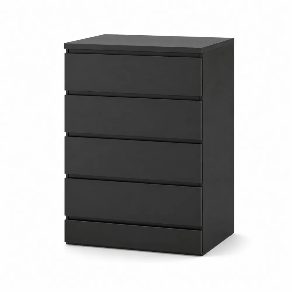 Schwarze Holzwerkstoff-Kommode mit 5 Schubladen