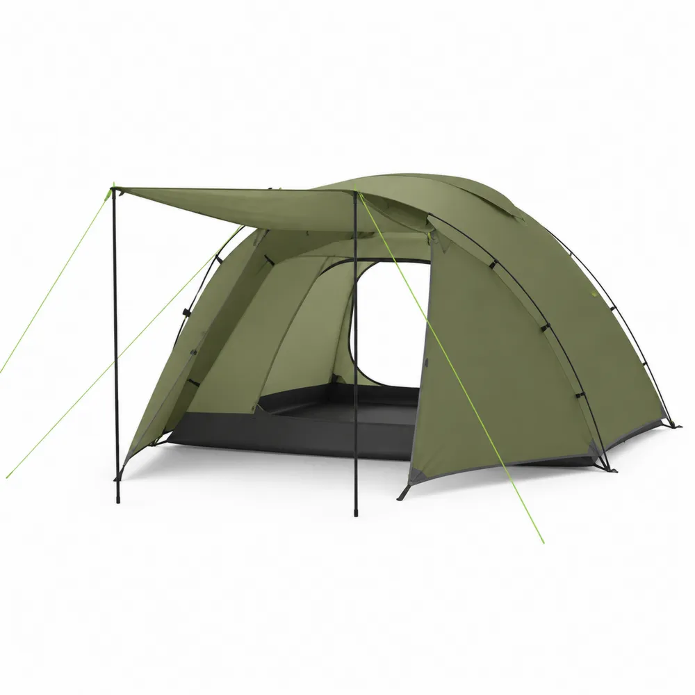 Kuppelzelt 4-Personen 400x300x200 cm Polyester Olivgrün