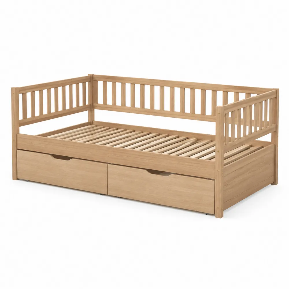 Tagesbett aus Eiche mit Schubladen 200x90 cm