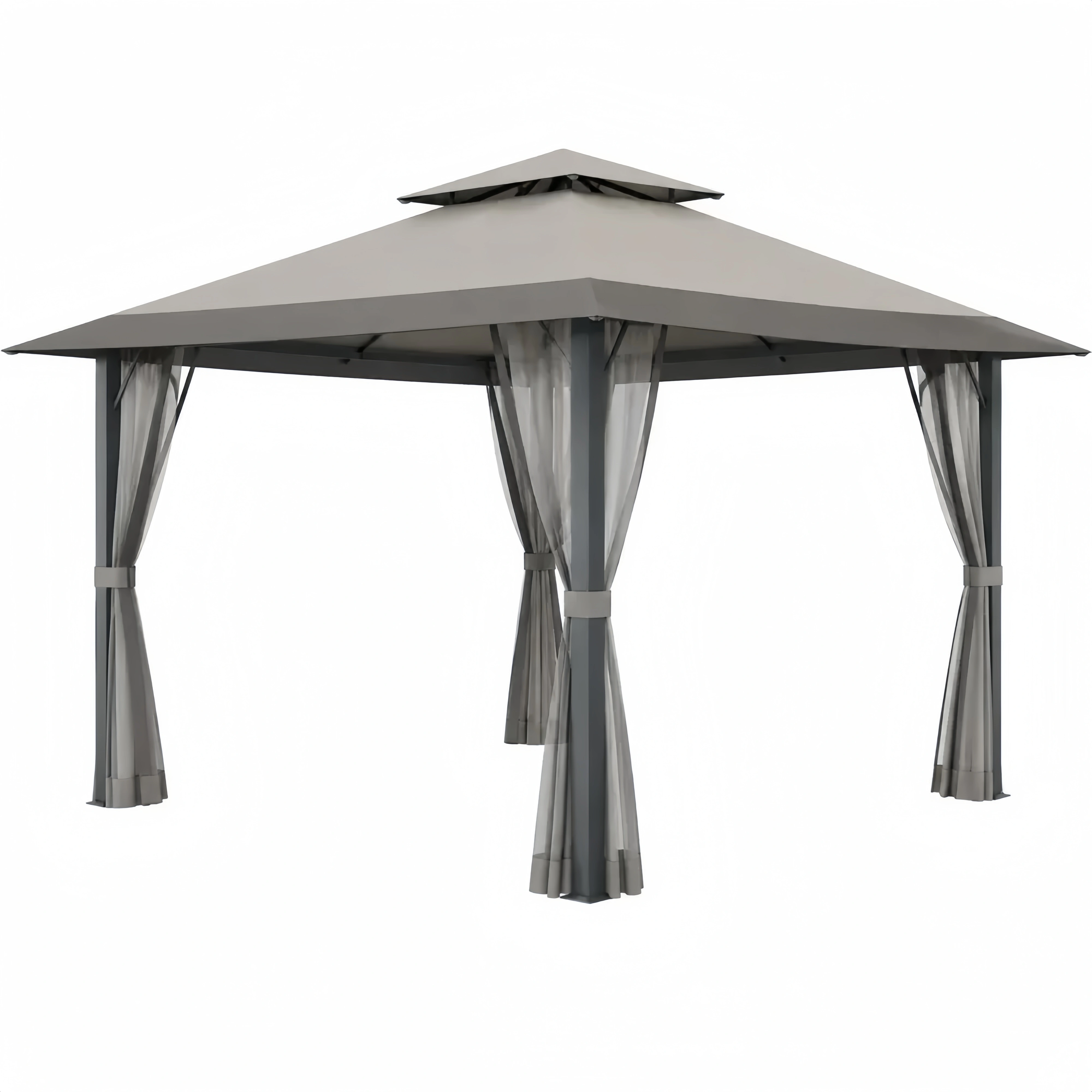 Gartenpavillon 3x3m Stahl Polyestergewebe Beige Grau