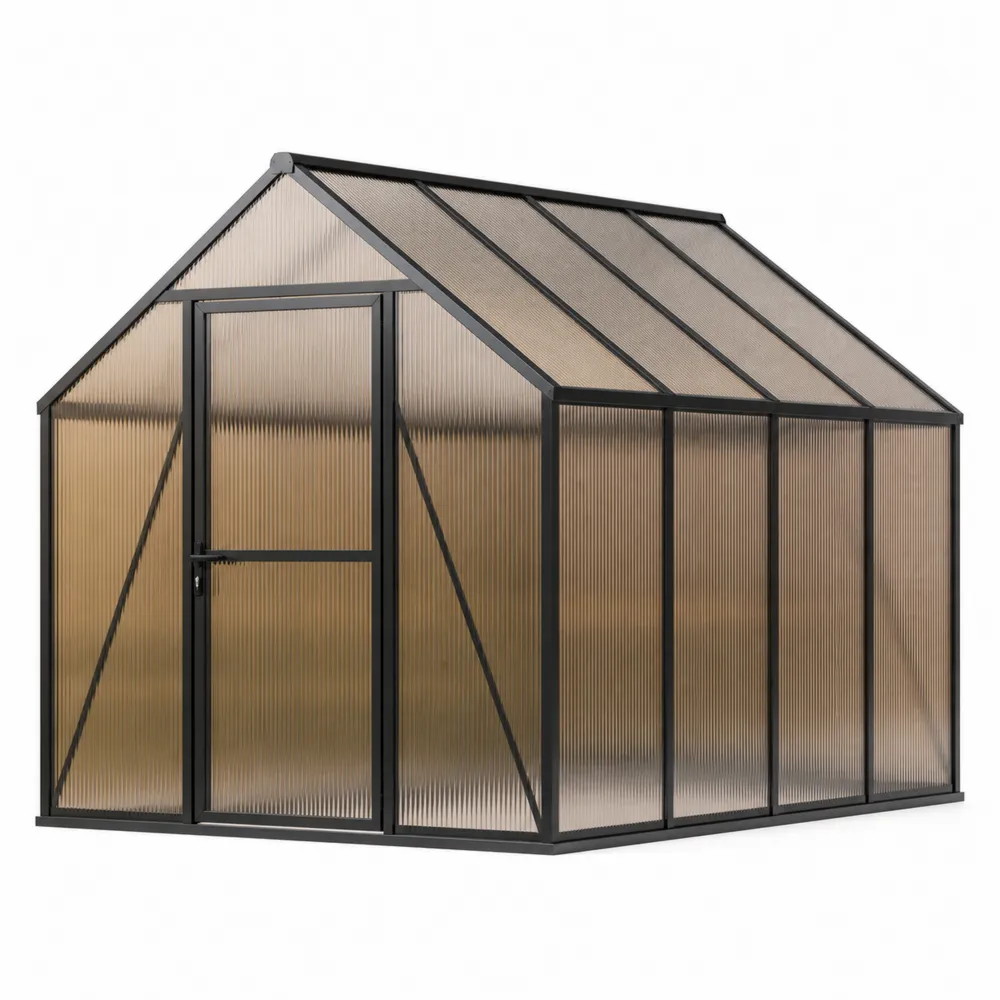 Gewächshaus aus Polycarbonatplatten mit Aluminiumrahmen 250x200x195 cm Braun