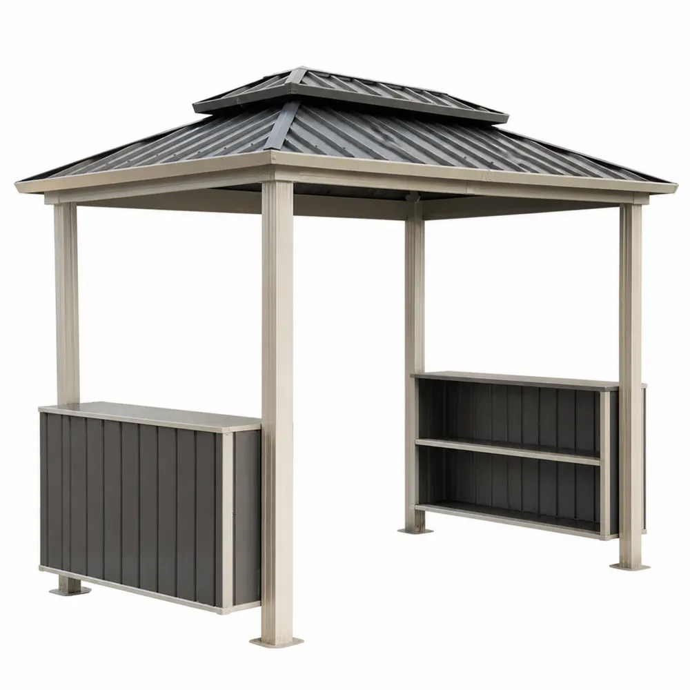 Gartenpavillon aus Aluminium und Stahl Grau 300x300 cm