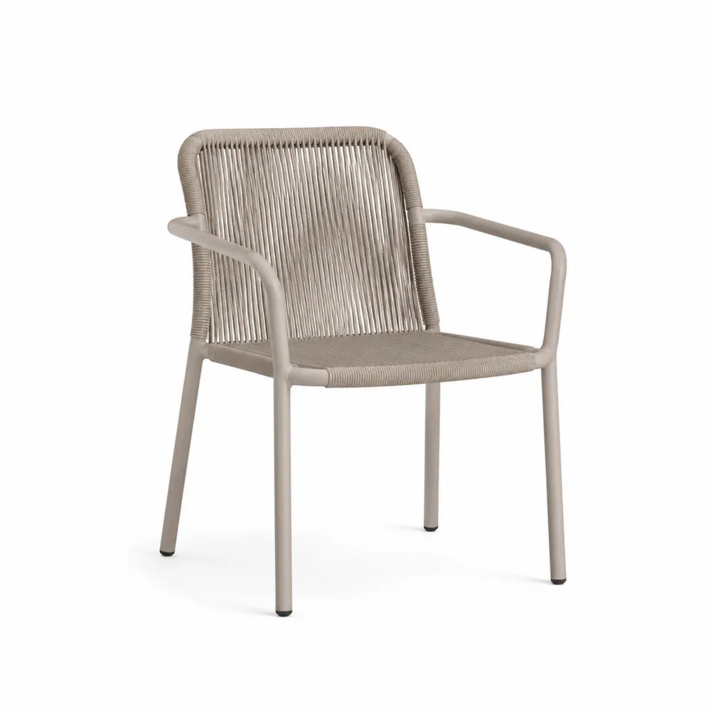 Stuhl aus Aluminium und Polyrattan Beige 58x60x81cm