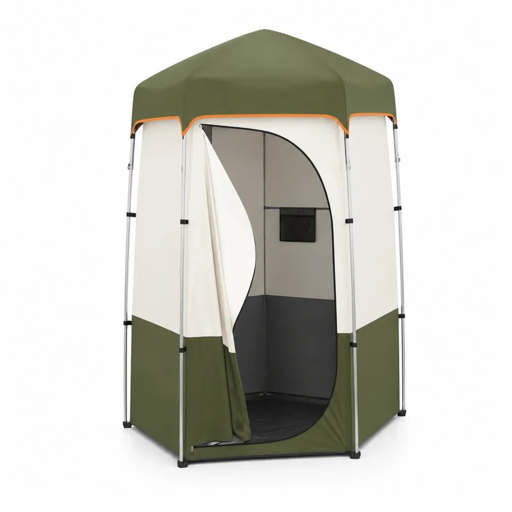 Outdoor Duschzelt 150D Polyester Stahl Grün/Weiß 230 x 120 x 120 cm