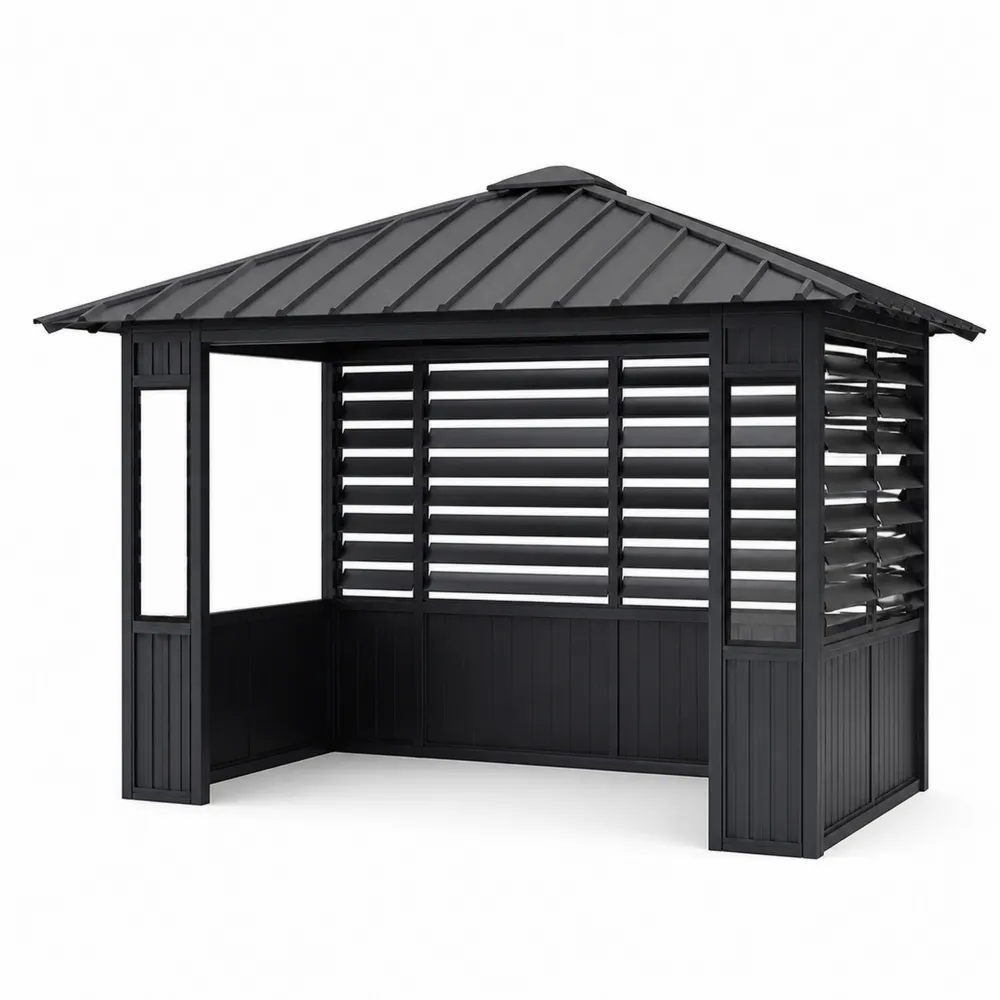 Pavillon aus Aluminium Schwarz 3x3m