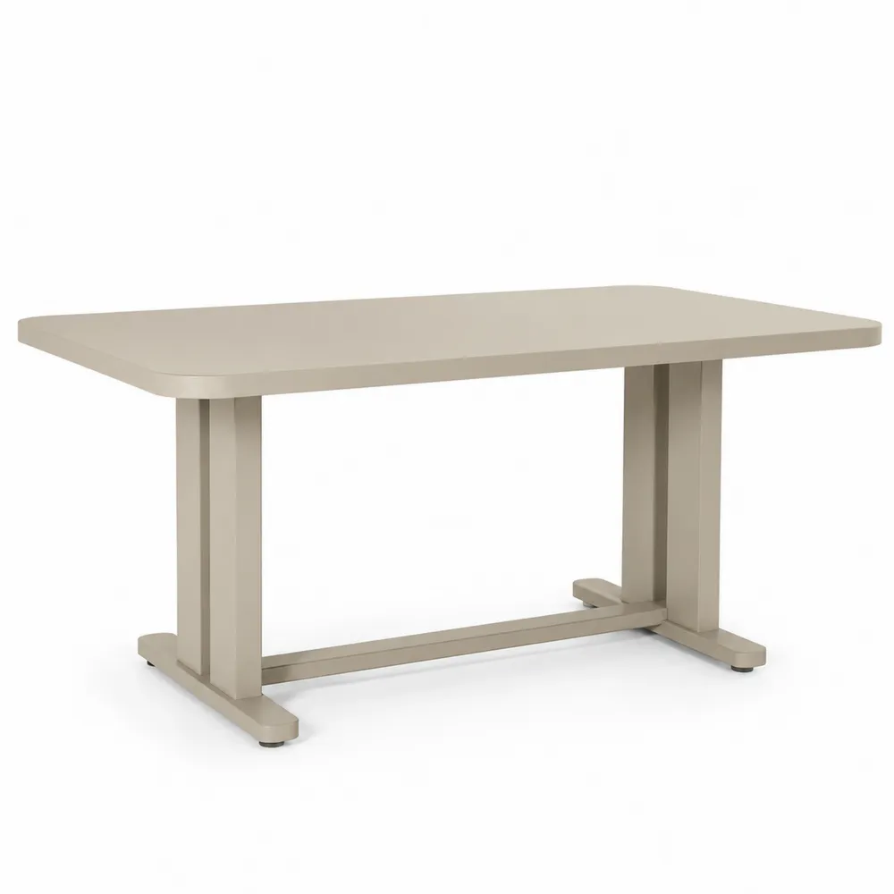 Rechteckiger Gartentisch aus Aluminium Beige 160x90x75 cm