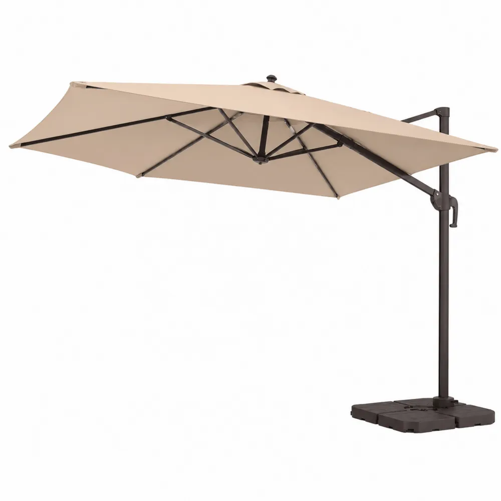 Ampelschirm rund 3.5m Polyester Beige mit Aluminiumrahmen