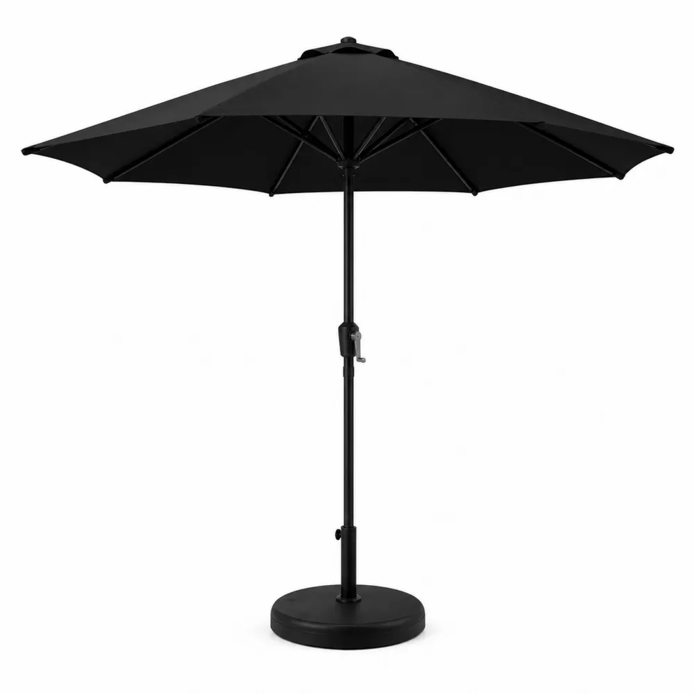 Runder Sonnenschirm 3m Stahl Polyester Schwarz