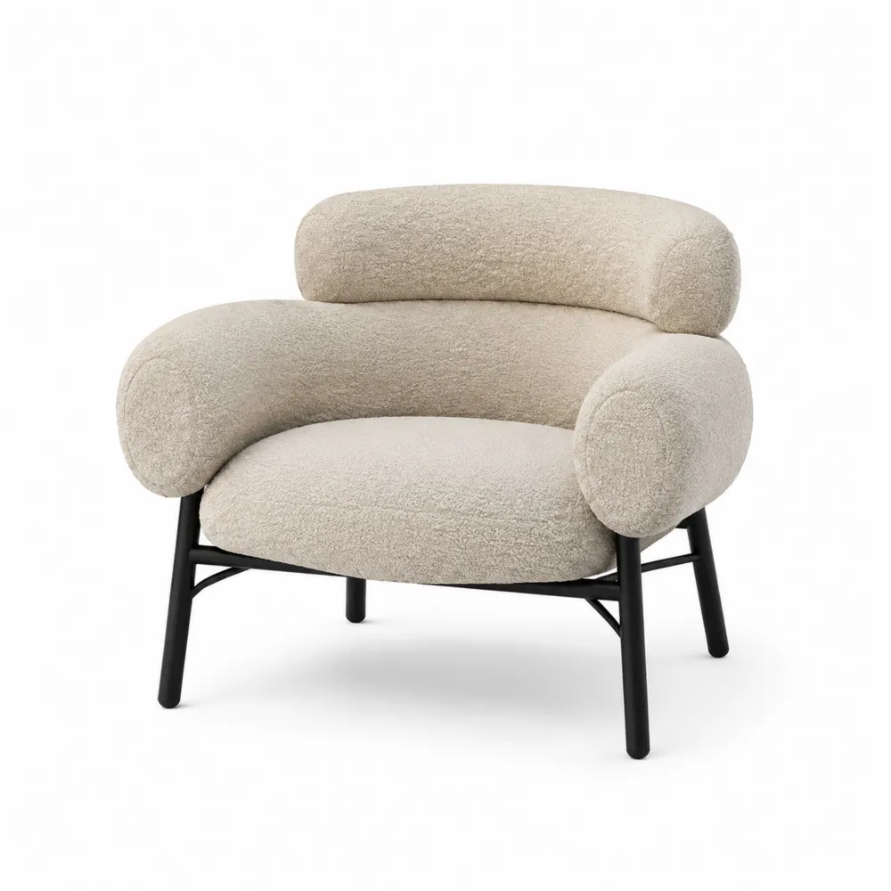 Beiger Bouclé-Sessel mit Metallrahmen