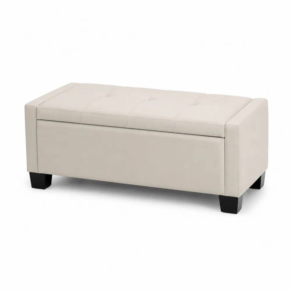 Polsterbank mit Stauraum 120 cm Kunstleder Beige