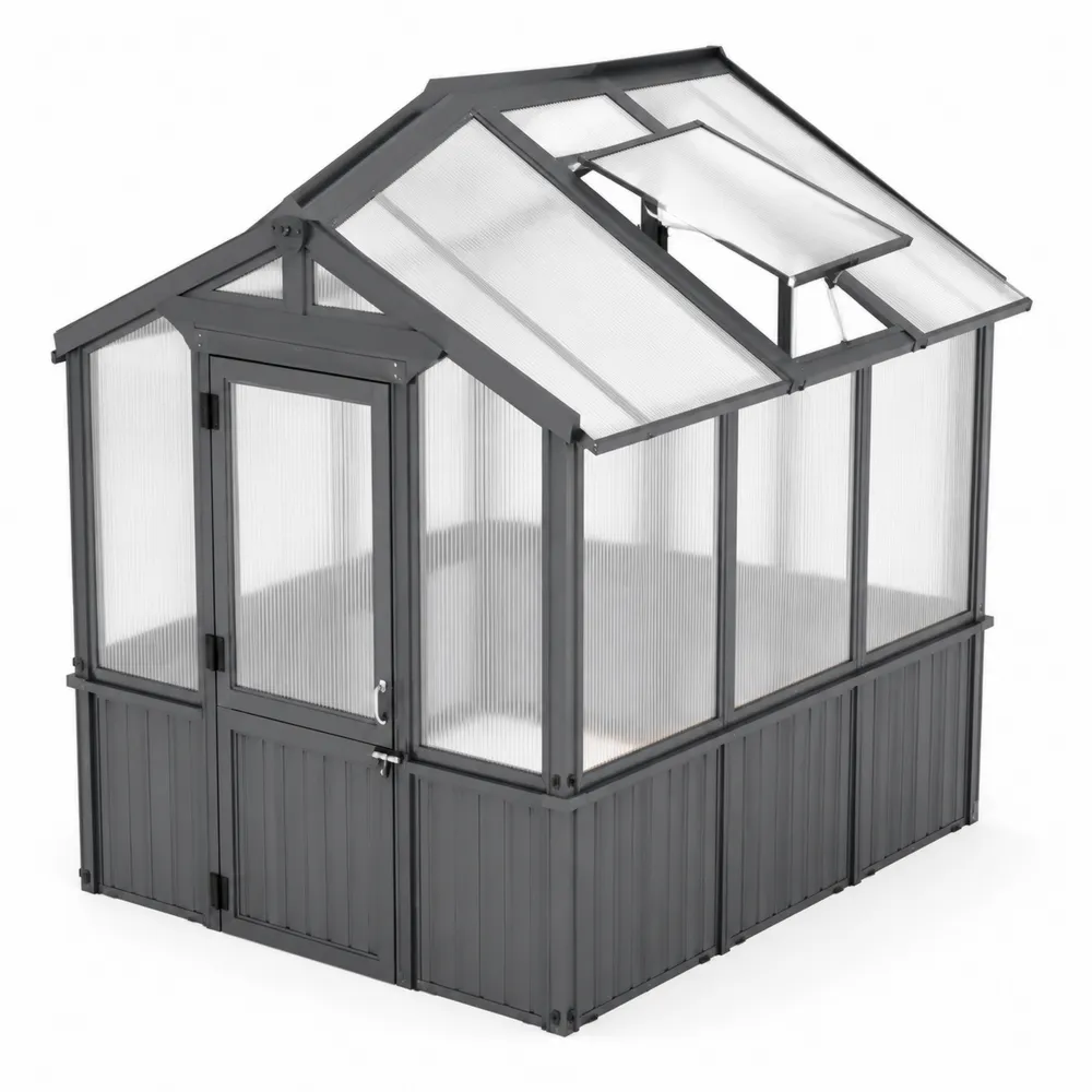 Gewächshaus Aluminium Polycarbonat Dunkelgrau 200x150x200 cm