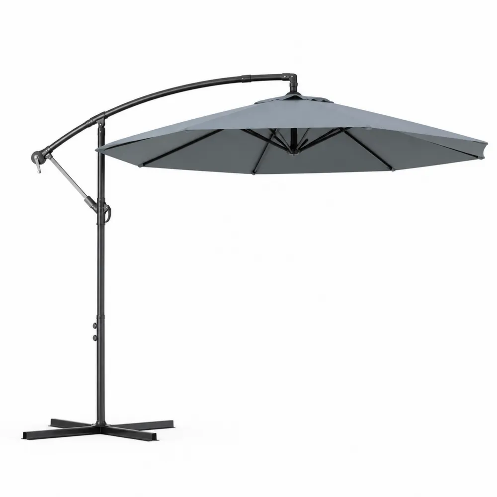 Ampelschirm Rund 3m Polyester Grau mit Stahlgestell