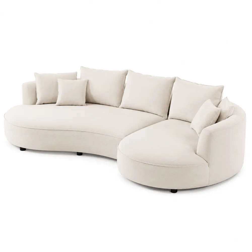 Rundes Sofa Stoff Cremeweiß 280 cm