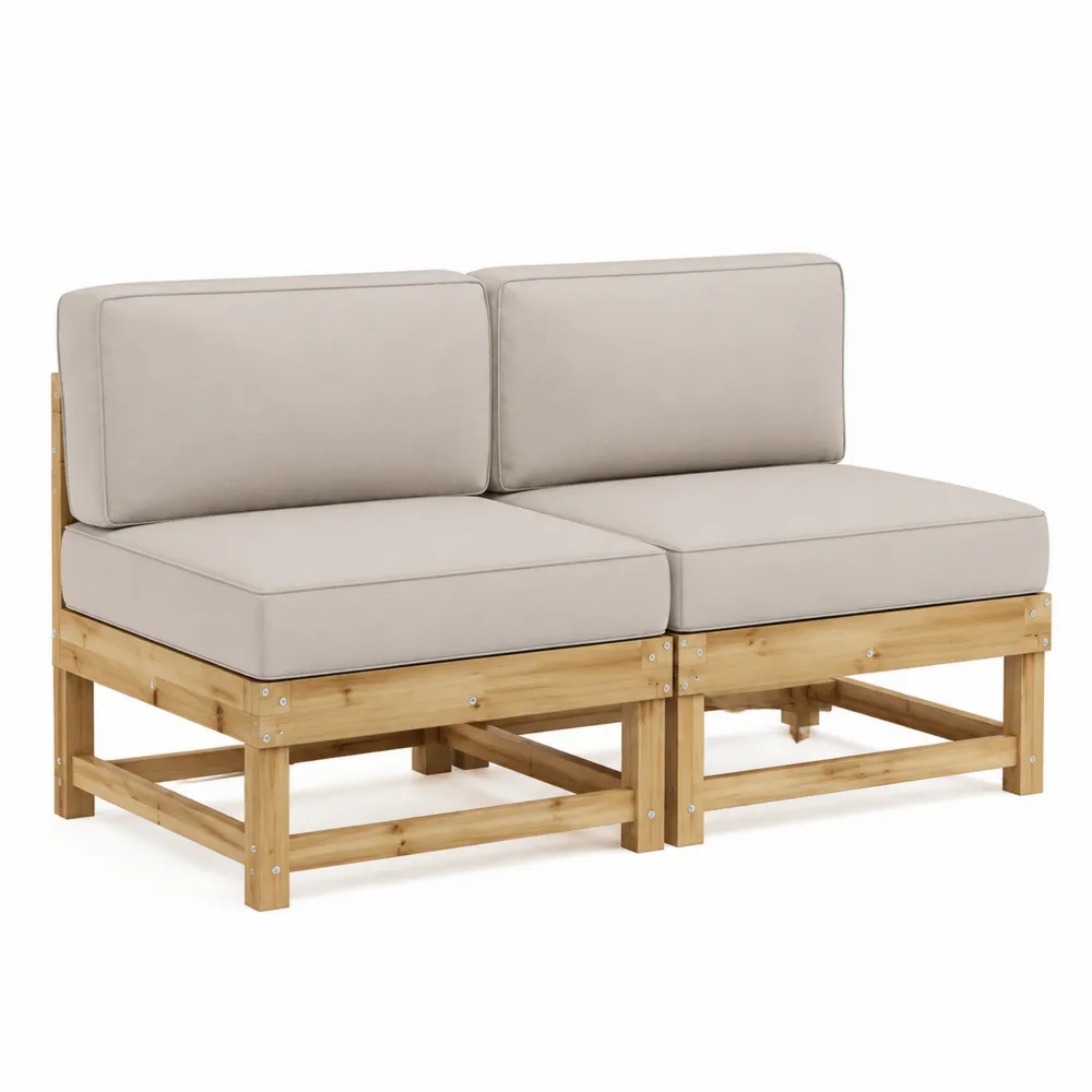 2-Sitzer Gartensofa Akazienholz Beige