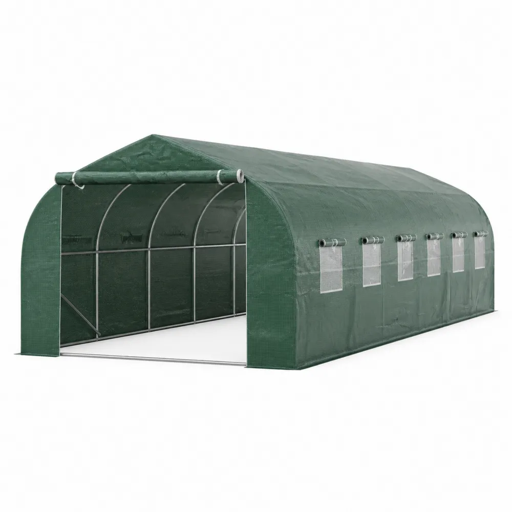 PVC-Gewächshaus 600x300x200 cm Grün mit Stahlrahmen