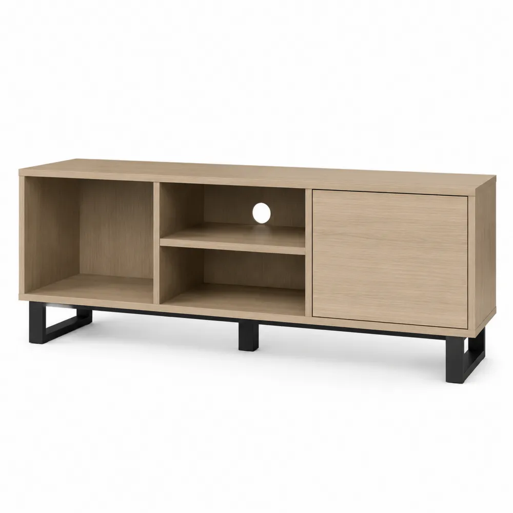 TV-Schrank Eichenfurnier Metall Schwarz