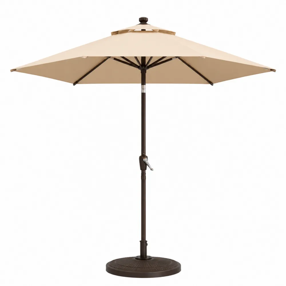 Runder Sonnenschirm Aluminium mit Polyesterbezug Beige Ø 300 cm