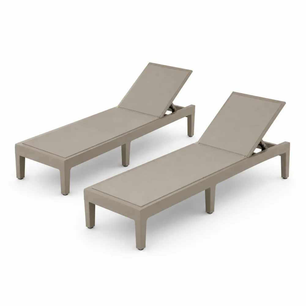 2er-Set Liegestühle aus Kunststoff in Beige