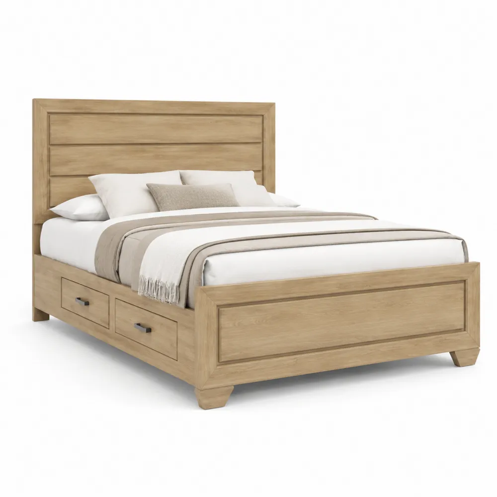 Doppelbett aus Massivholz mit Schubladen 200x160 cm