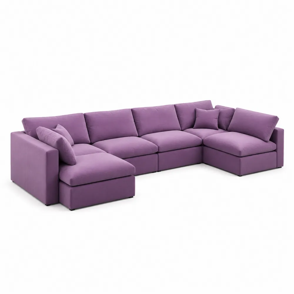 Ecksofa 6-Sitzer Stoff Lila