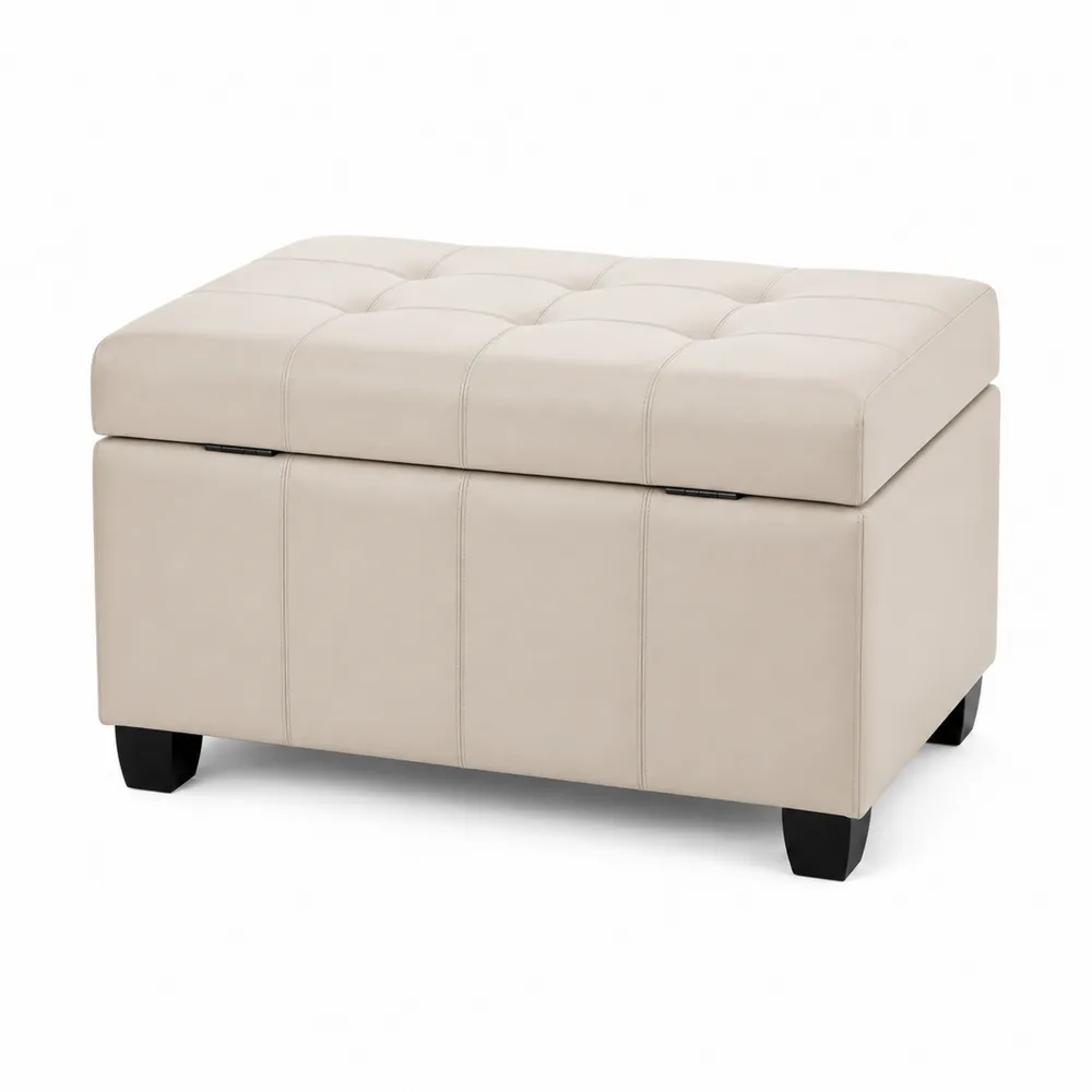 Stauraum-Fußhocker Kunstleder Beige 80x40x40 cm