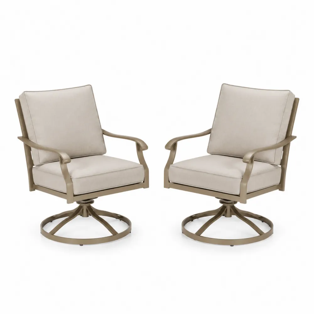 Aluminium Clubsessel Set mit Polyesterkissen Beige 2er-Set
