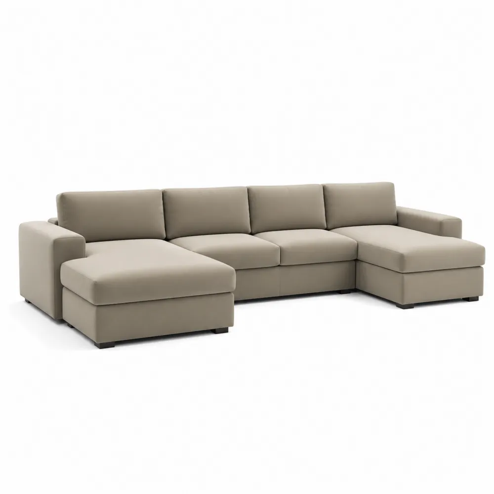 Ecksofa mit Ottomane, Stoff, Beige, 300 cm x 150 cm x 85 cm