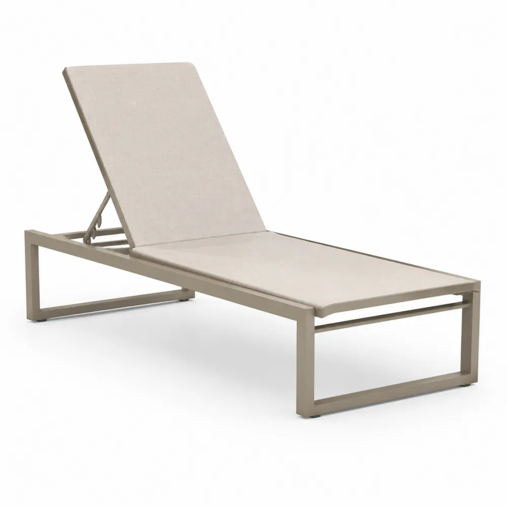 Liegestuhl Aluminium Textilene Beige 180cm x 60cm x 35cm