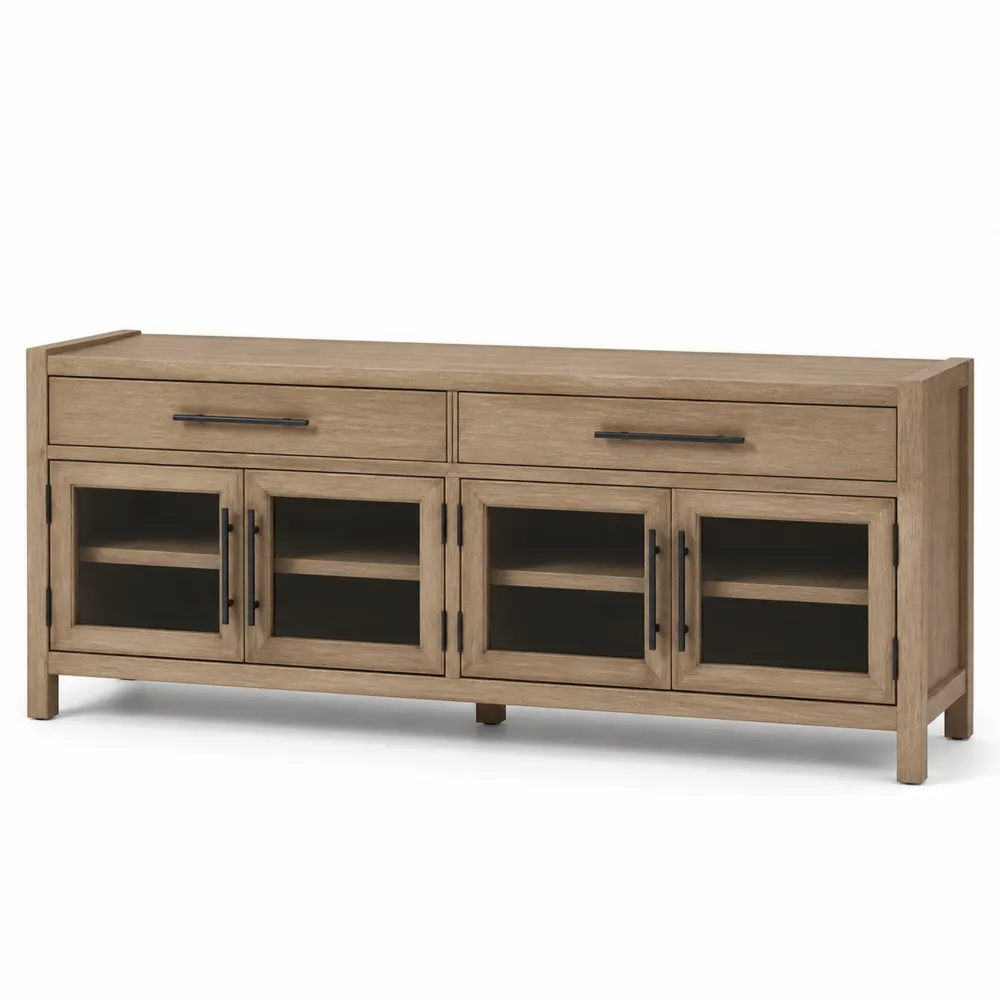 TV-Schrank Eiche Gehärtetes Glas 140cm