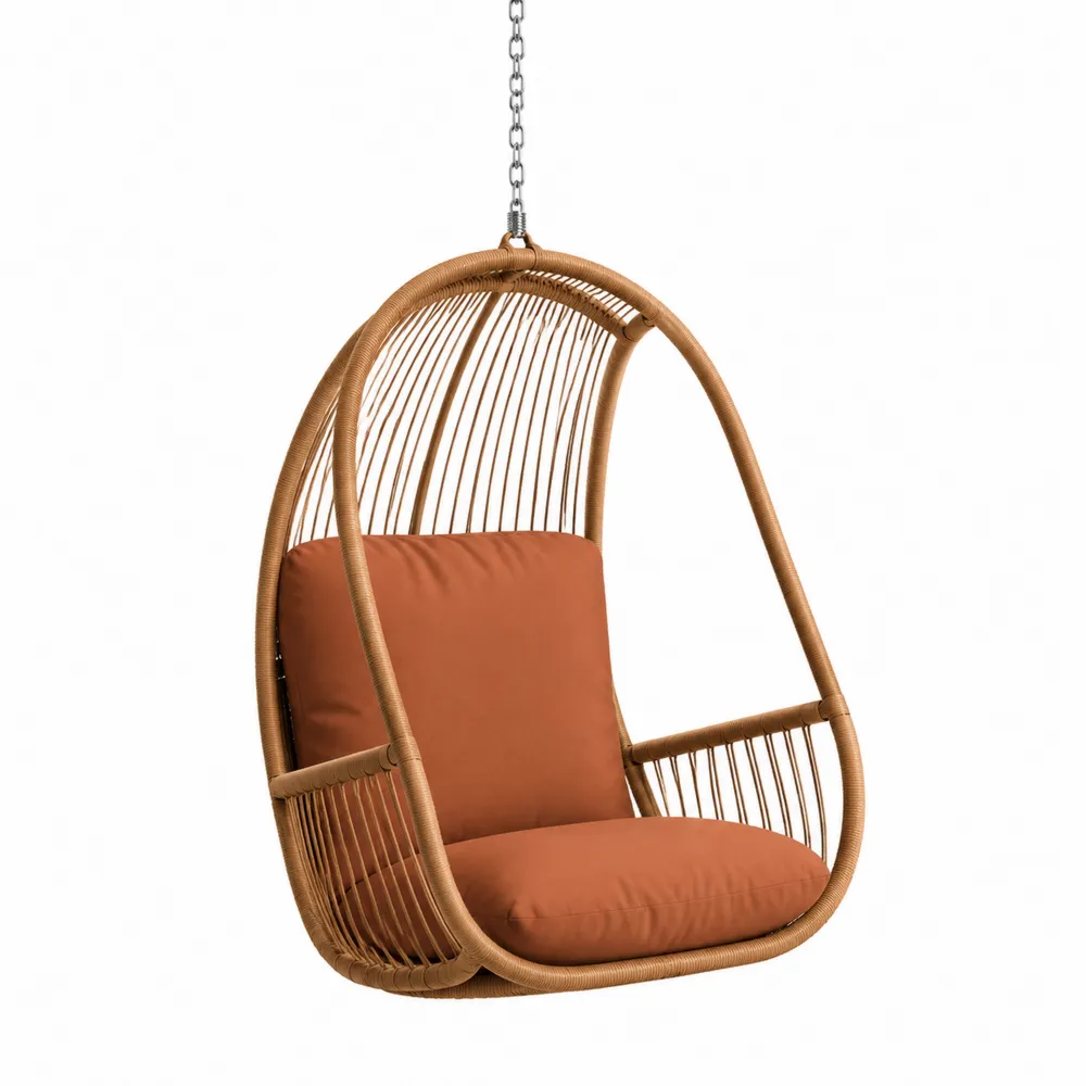 Hängesessel aus Rattan mit Polyesterkissen Braun
