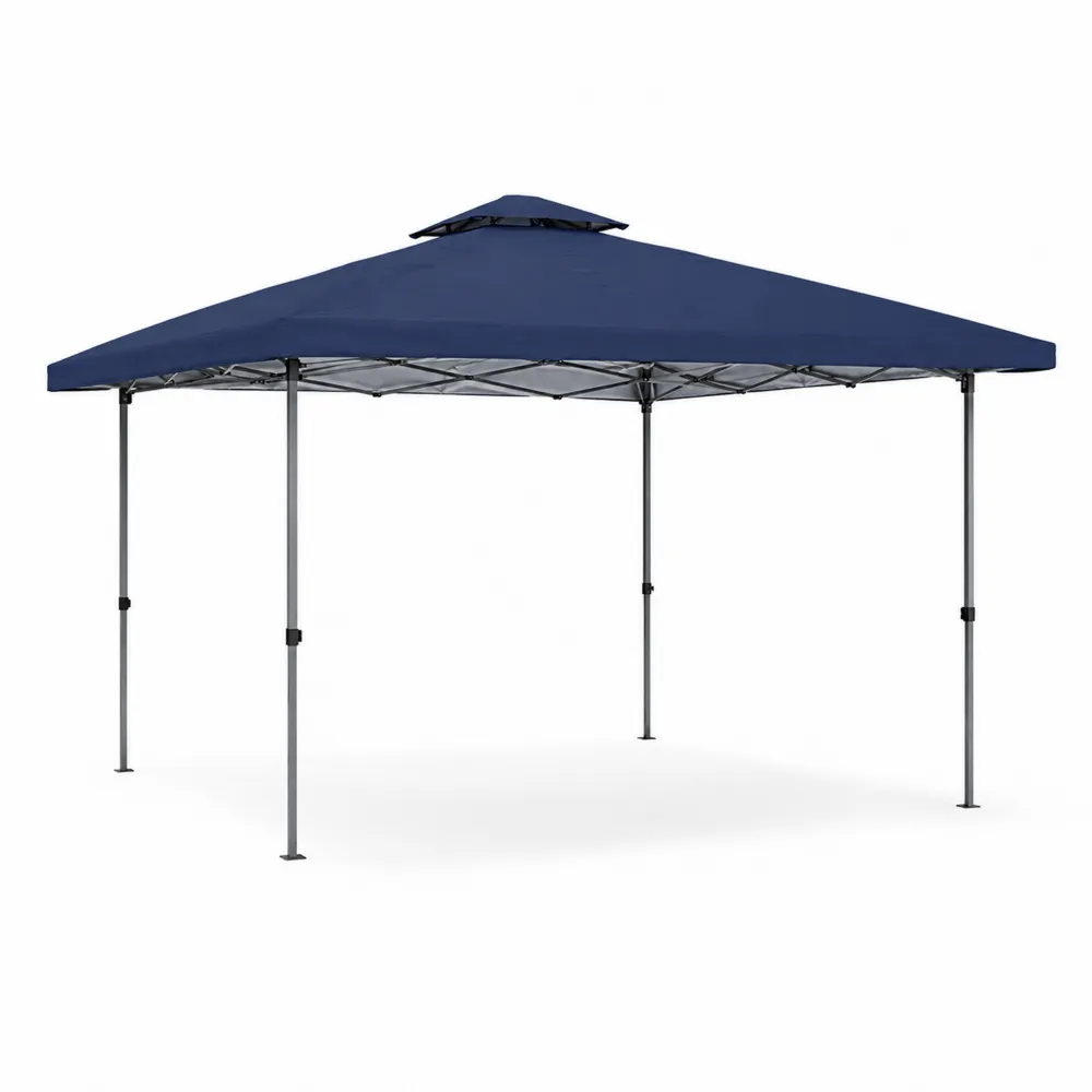 Gazebo da Esterno Pieghevole in Acciaio e Tela Blu 3x3 m