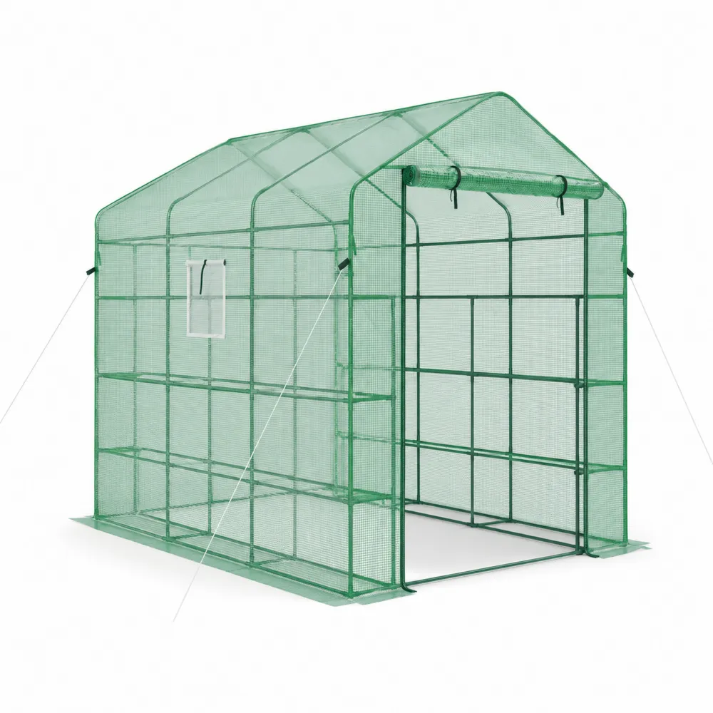 Serra da Giardino in Metallo e Polietilene con Finestra 200x100x215 cm