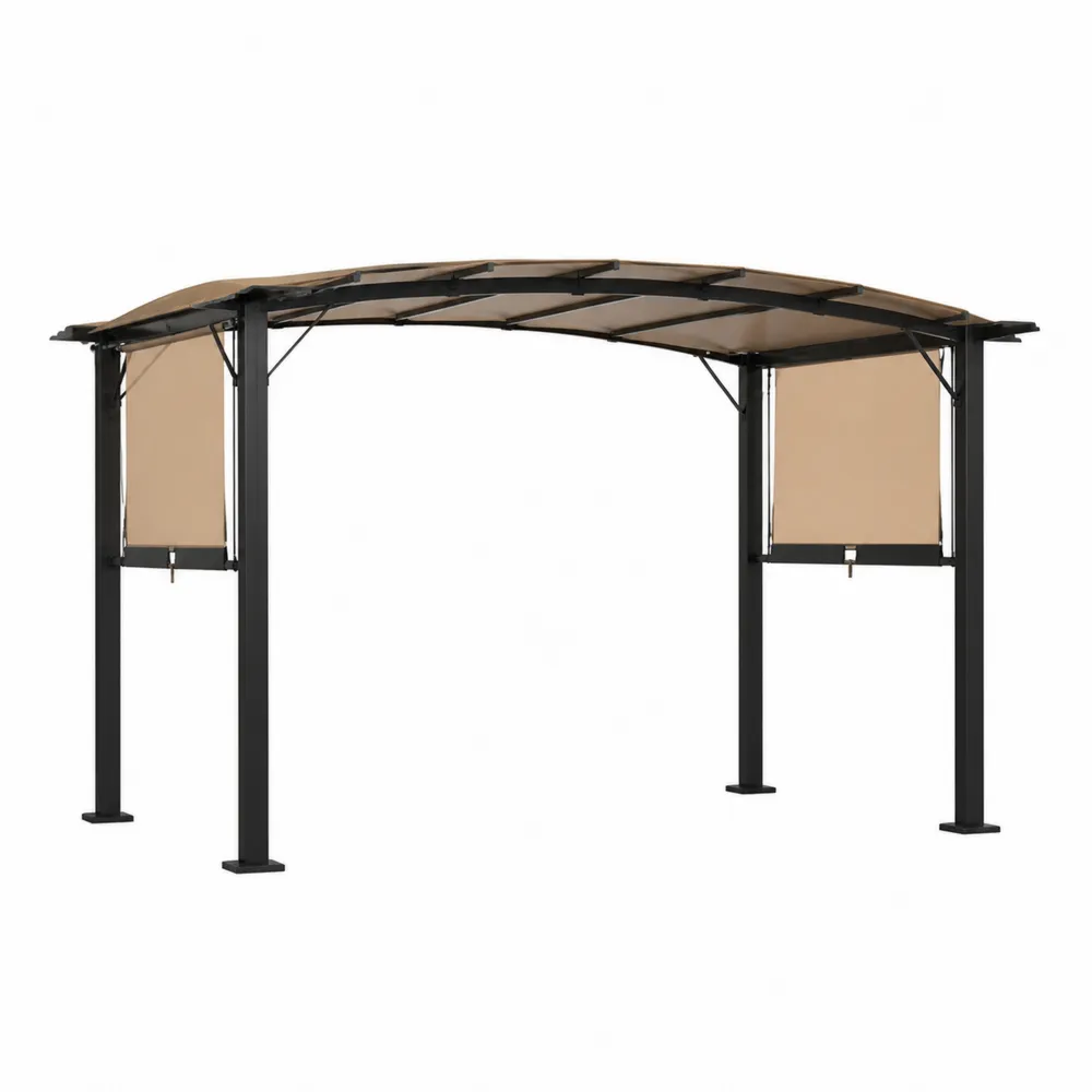 Gazebo in acciaio con telo in poliestere resistente marrone 300x400x250 cm