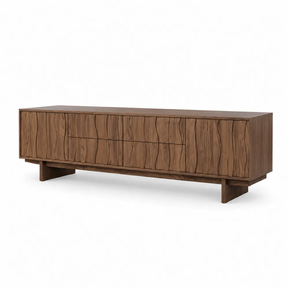 Mobile TV in legno noce con ante intagliate 200x45x55 cm