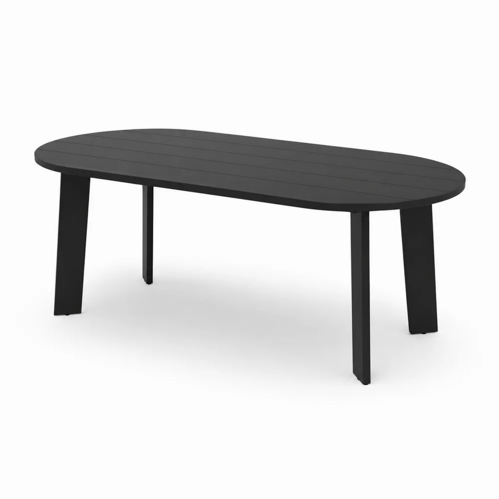 Tavolo ovale in metallo nero 200x100x75 cm