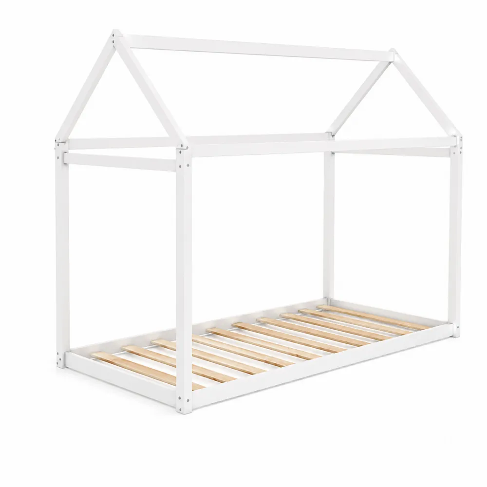 Letto per bambini a forma di casa in legno di pino e abete bianco 200x90 cm