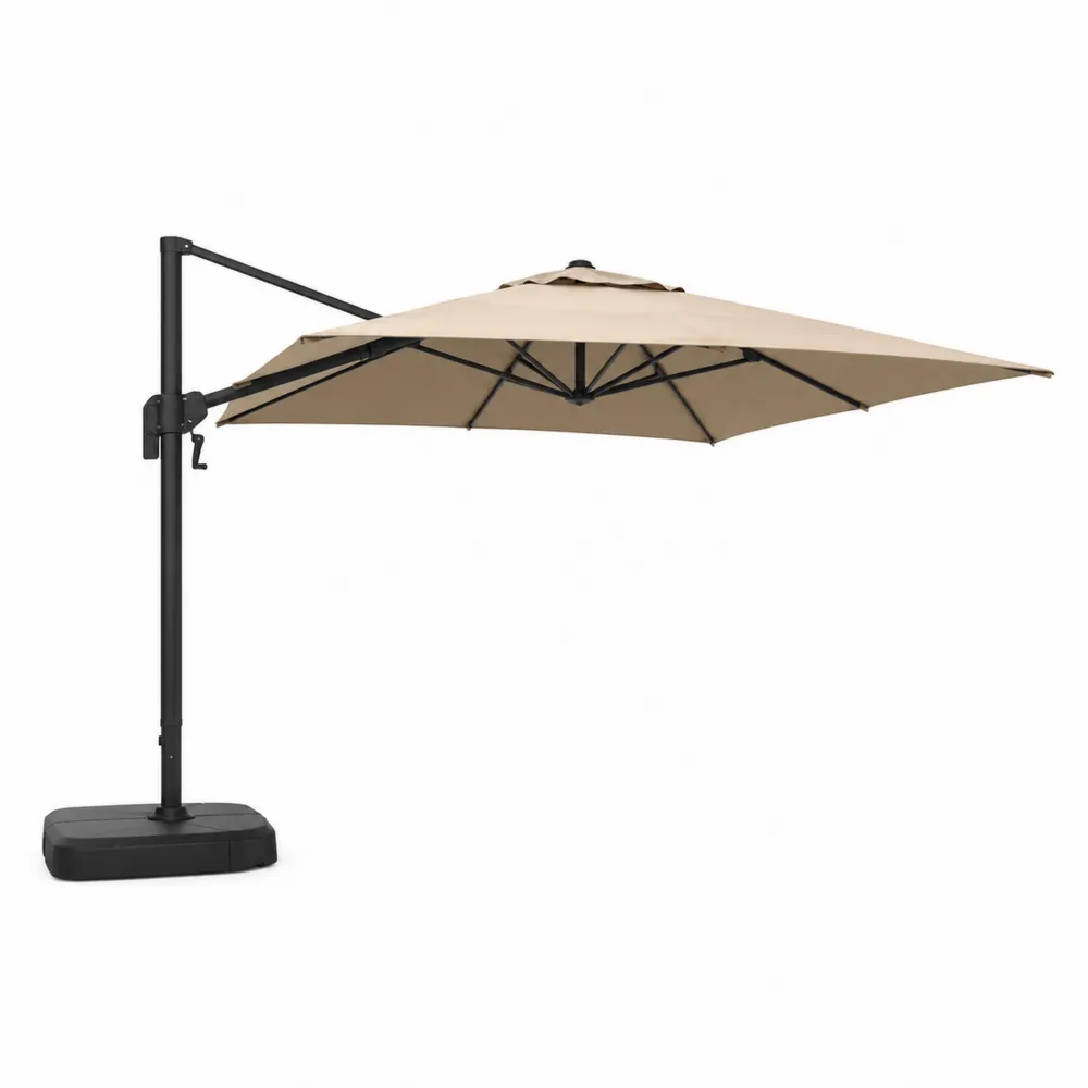 Ombrellone a braccio laterale in acciaio e poliestere beige 300cm