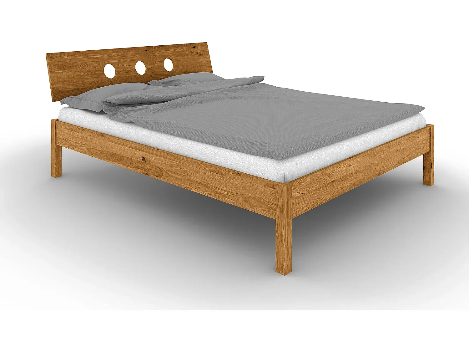 Bett mit Naturholz-Kopfteil aus Wildeiche, 120x200-decororise