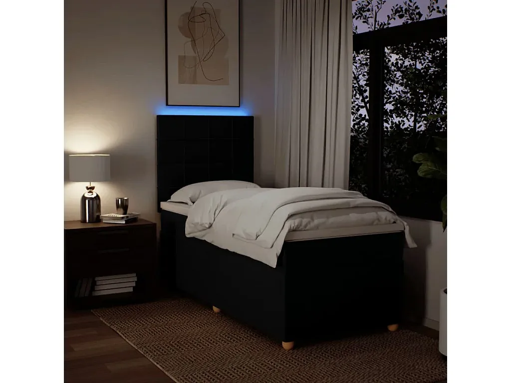 Komfortables Boxspringbett 90x190 cm in Schwarz mit Matratze-decororise